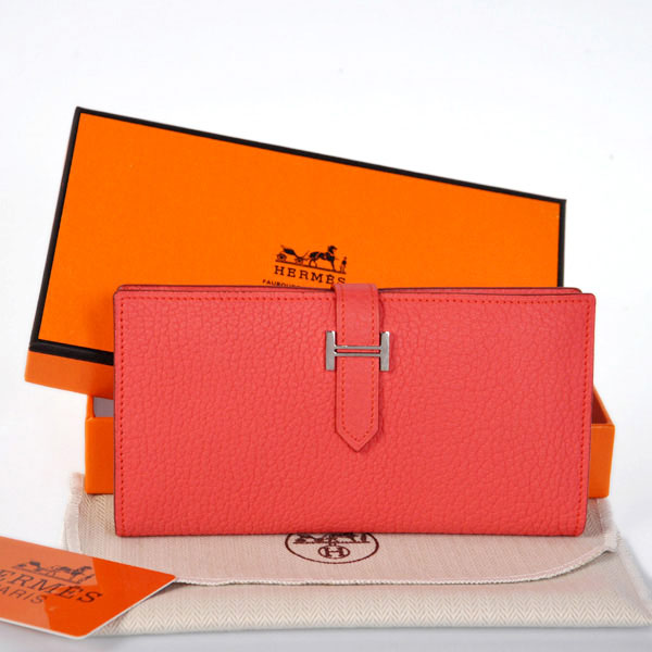 Hermes 2 snodata portafoglio in pelle originale in Watermelon Red